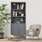 Bookcase Shelving Storage Wooden Standing Cabinet Unit Display with Doors